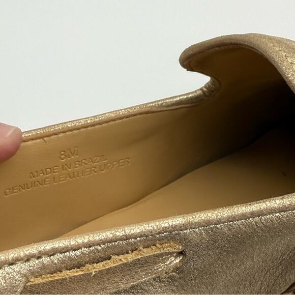 Talbots Leighton Tassel Loafers Gold Metallic Suede 8 - Picture 7 of 15